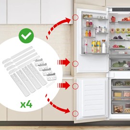 SPARES2GO Integrated Fridge Door Slide Mounting Compatible with Lamona Fits Howdens Fixing Kit (Pack of 4)