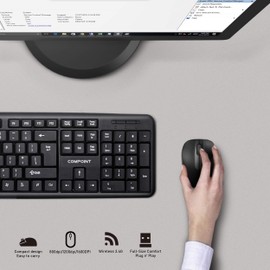 Dynamode Wireless Mouse with Mini USB Receiver - Optical Cordless Mouse for Laptop, Computer, Macbook, Gaming, Working - 2.4Ghz Small Silent Black Portable Mouse Up To 10m with USB Adaptor