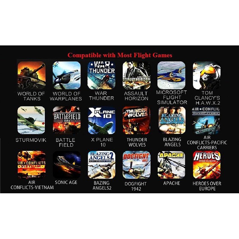 PC Joystick, USB Gaming Flight Simulator Game Controller with Vibration