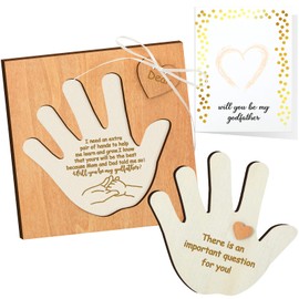 Karenhi - Juego de 2 piezas de regalo con propuesta de padrino con texto en inglés "Will You Be My Godfather Gifts (propuesta de madera) para padrino, palmera desmontable y tarjeta de consulta para