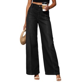 Cicy Bell Women's Baggy Wide Leg Jeans High Waisted Boyfriend Casual Denim Pants with Pockets Black