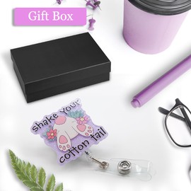 ERHACHAIJIA Shake Your Cotton Tail Retractable Glitter Badge Reel with Clip, Cute Rabbit Tail Badge Holder Gifts for Peds ICU ER CNA Nurse Doctor, Easter Thank You Gifts for Hospital Worker Coworker