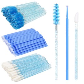 300 PCS/Sets Eyelash Extension Supplies Disposable Micro Swab Brush Match Eyebrow Spoolie Lip Brush Mascara Wand Applicator Mascara Applicator Tool(Blue Sets)