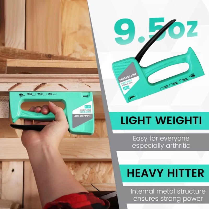 HAUSHOF Light Duty Staple Gun Upholstery Staple Gun w/Remover 800PC
