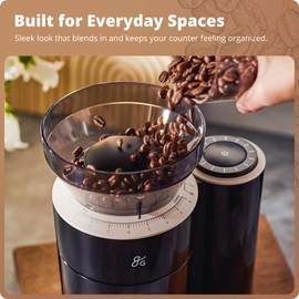 Greater Goods Burr Coffee Grinder with Built-in Coffee Scale, Onyx Black