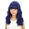 Navy Blue Wig Short Curly Synthetic Wig with Bangs for