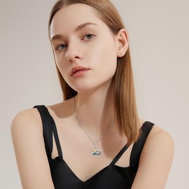 YFN - Collar de plata de ley con colgante de corazón ondulado, joyería natural para mujer, Plata esterlina, Sin piedra preciosa