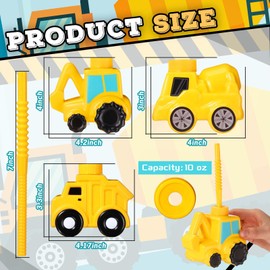 Mifoci 24 Pcs Construction Truck Party Favor Excavator Construction Cement Mixer Truck Cups Straws and Lids,10 oz Plastic Construction Themed Party Favor for Kids Birthday Party Decorations