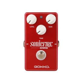 GOKKO Sonicfire Distortion Pedal - Hot-Rodded Tone for Rock, Metal, and Soloing | 3 Control Knobs for Level, Gain & Tone | 9V DC Power Supply