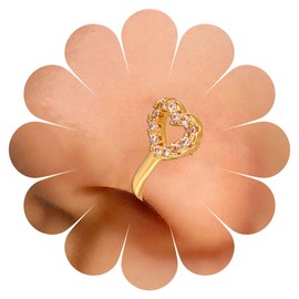 Andelaisi Punk Love Heart Clip On Nose Ring Gold Hollow Heart Nose Cuff Hoop Ring Vintage CZ Heart Fake Nose Ring Non Pierced Nose Ring Jewelry for Women
