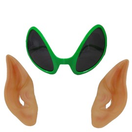 NOVELTY GIANT WWW.NOVELTYGIANT.COM Alien Glasses & Latex Pointed Ears Cosplay LARP Prosthetic Beige