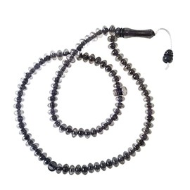 Muslim Dhikr Beads - Medium Size 8x5mm Translucent Black Plastic Islamic Prayer Beads 99-bd Tasbeeh Dhikr Salat 20" Misbaha, Plastic, Plastic