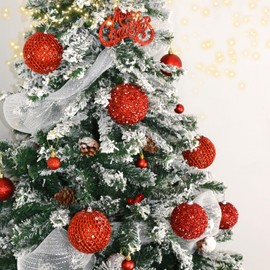 Fassory 12Pcs 8CM Red Christmas Baubles, Christmas Balls Hanging Ornaments for Christmas Tree Decorations (Red, 8cm)