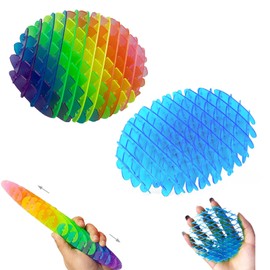 AWAVM 2PCS Fidget Worm Toy,3.42'' Blue and Rainbow Worm Big Fidget Toys Adults and Kids, Funny Stretchy Sensory Stress Toys, Fidget Sensory Squeeze Toys, Relieves Stress and Anxiety Finger Toys for Ki