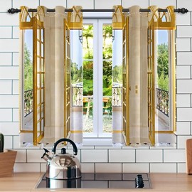 DORCEV Spring Scenery Blackout Curtains Greenery Scenery Outside Balcony Window Curtains French Frame European Style Window Drapes Treatments Set Home Bedroom Living Room Decor,21x45 inch,2 Panels