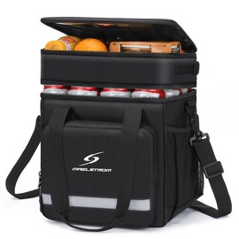 Maelstrom Lunch Box for Men,Insulated Lunch Bag Women/Men,Leakproof Lunch Cooler Bag, Lunch Tote Bag - Color: Double Layer - Black, Size: Double Layer(18L/28cans)