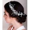 Chargances 2pcs Wedding Bride Rhinestone Hair Vine Comb Flower Pearl