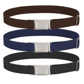 VONMELLI 3 pack Kids Adjustable Magnetic Belt Boys Girls Easy Clasp Stretchy Belt for School Uniform Pants Black+Blue+Coffee