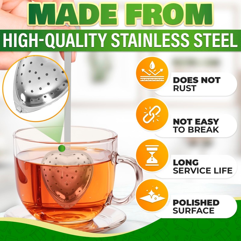 12Pcs Heart Shaped Tea Infuser, Tea Strainers for Loose Leaf