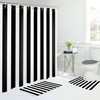 MYUSRE 4 Piece Black and White Striped Shower Curtain Set