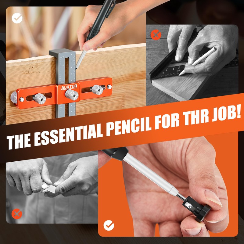 AUXTUR Cabinet Hardware Jig with Deep Hole Pencil, Adjustable Cabinet