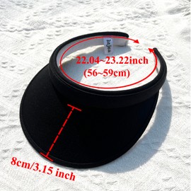 Cotton Visor Hat Women Men Clip-on Visors Hats Adjustable Outdoor Sports Golf Beach Wide Brim Sun Cap (Black)