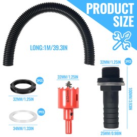 Gloryit Regentonnen Verbindungsset, Regentonnen Anschluss Set mit 1m Verbindungsschlauch / 2 Schlauchstutzen 25mm, Regentonnen-Anschluss an Regentonnen für Regenwassersammelgefäße