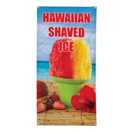 Vertical Vinyl Banner Multiple Sizes Hawaiian Shaved Ice Food and Drink Retail Outdoor Weatherproof Industrial Yard Signs 4 Grommets 40x16Inches