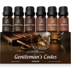 ASAKUKI Men Essential Oils Set for Diffuser, 6×10ml Cologne-Inspired Unisex Fragrance Oils for Diffusers – Elegant, Clean, and Confident Scents