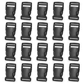 Petutu 20 Pack Plastic Buckles 1 Inch Quick Side Release Buckles for Backpack Webbing Belt (Black)
