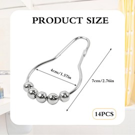 14pcs Shower Curtain Hook Rings - Rust-Resistant, Stainless Steel Rings, Heavy-Duty Shower Curtain Clips for Rods, Easy to Install and Durable Bathroom Accessories