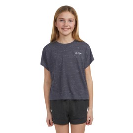 Hurley Girls' Soft Knit Basic T-Shirt, Shadow Black, 5