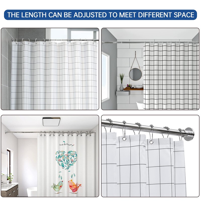 BRIOFOX Industrial Shower Curtain Rod - Rustproof Non-Slip 43-72 Inch