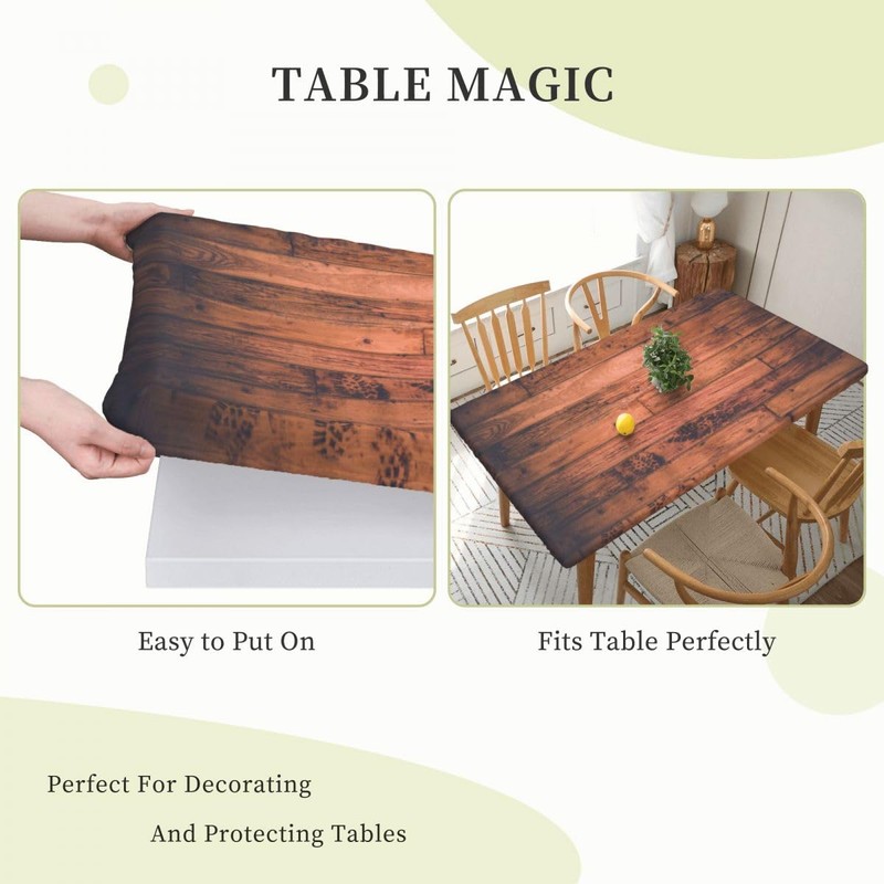 LKEZYOEL Picnic Table Cover for 4ft Table Aged Wooden Texture