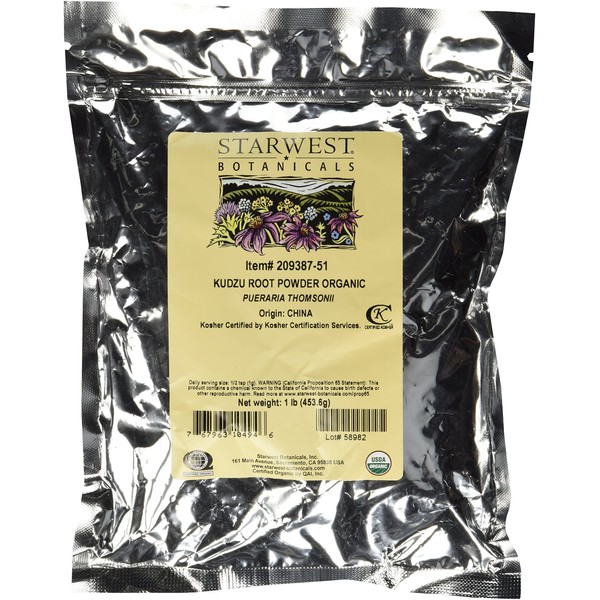 Kudzu Root Powder Organic - Pueraria Thomsonii, 1 lb,(Starwest Botanicals)