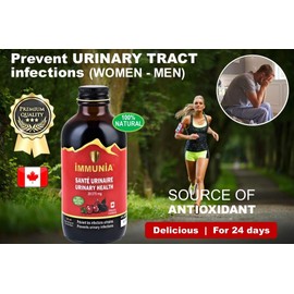 Immunia Urinary Health. Prevent Urinary Tract Infection (Women & Men). Cranberry & Elderberry Concentrate. Natural Antioxidant. Delicious Taste. 5 ml/day. Made in Canada (3-pack)