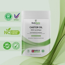 Bodygenix Castor Oil 1000mg Softgel Capsules - Supports Immune System Skin Hair Health Joint Wellness Relief Natural Health Supplement - 60 Softgels, 2 Month Supply