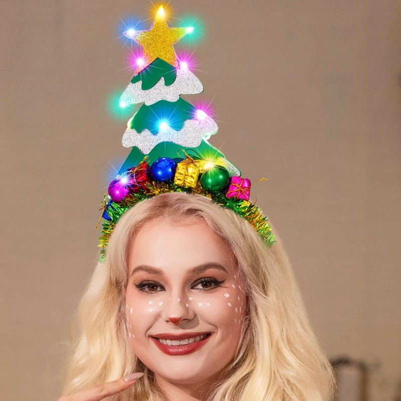Banatra - Diadema de Navidad con luces LED, diseño de