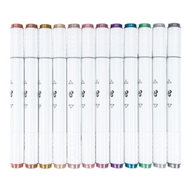 Ideen mit Herz Duo Marker Metallic | with 2 Tips | Twin | Water-Based Colouring Pens | Felt Tip Pens | Fibre Tip Pens | Airbrush Pen | Pack of 12