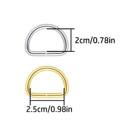 Metal D Ring Buckle, 20 Pcs D-Shape Metal Ring Buckle for DIY Craft, Sewing, Bag, Belt, Buckle, Straps (Gold, Sliver)
