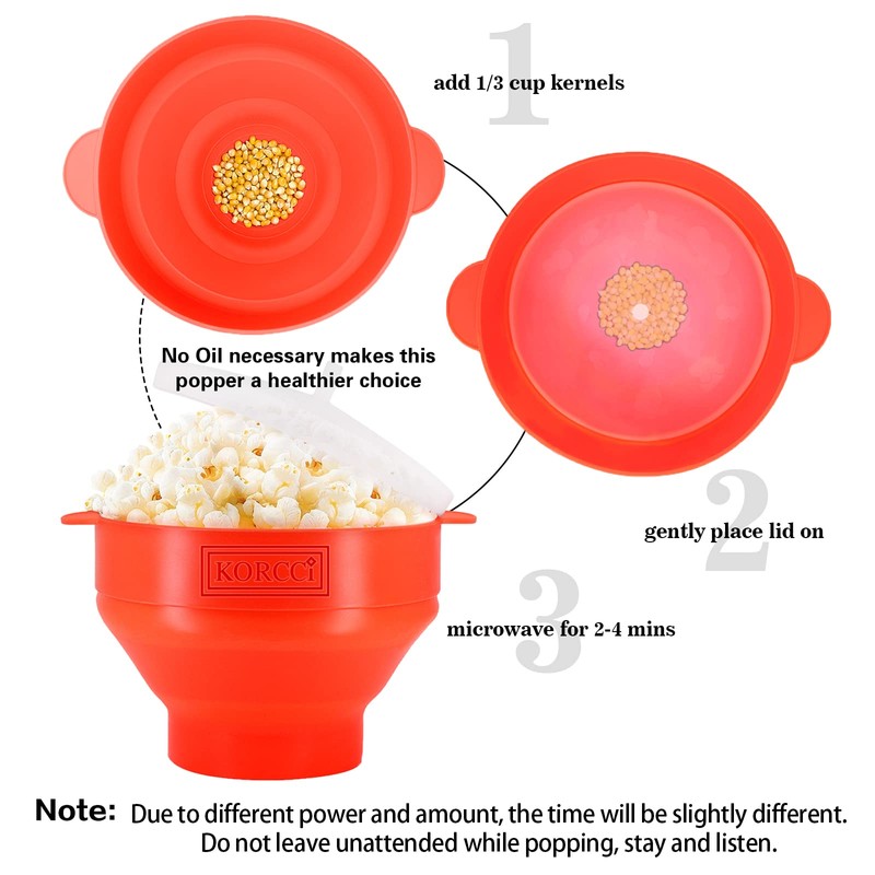 The Original Korcci Microwaveable Silicone Popcorn Popper, Microwave Popcorn Popper,