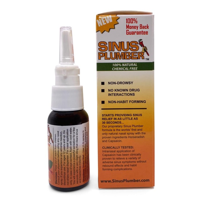 Sinus Plumber Pepper Nasal Spray, Allergy and Sinus Relief, Congestion,