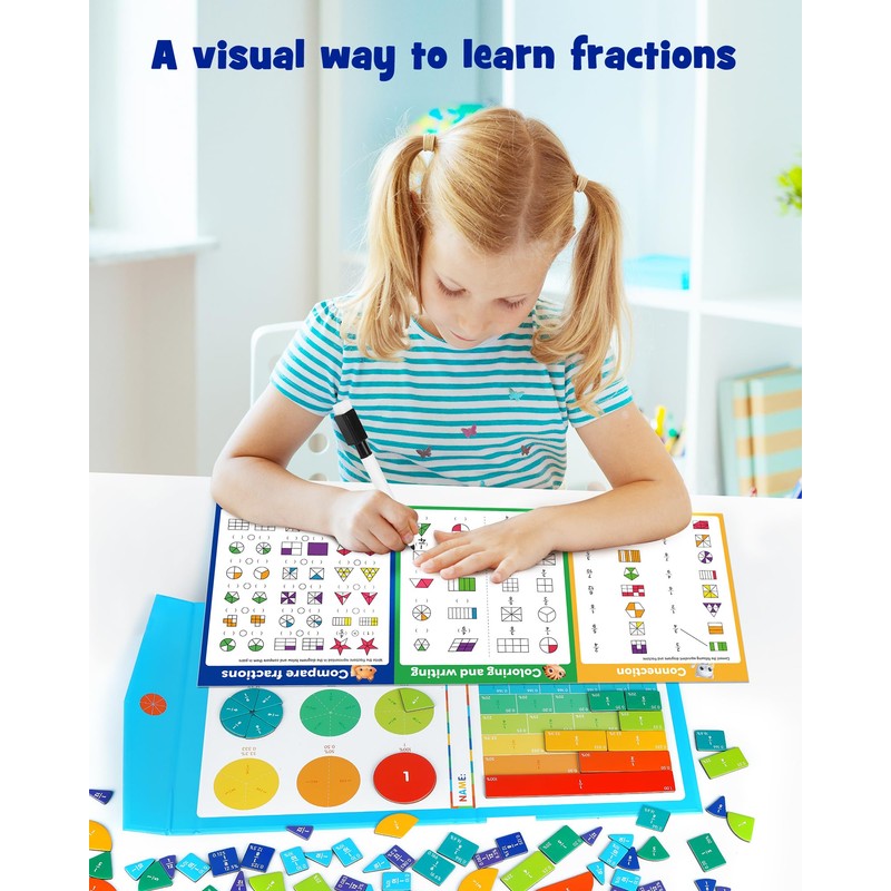D-FantiX Magnetic Fraction Educational Puzzle, Magnetic Fraction Tiles & Fraction