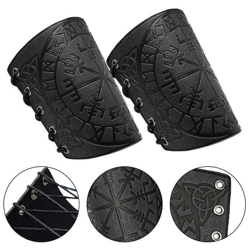 DONGKER Embossed Arm Guards, Pack of 2 Vintage Leather Bracers,