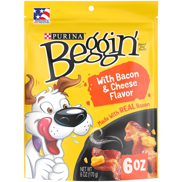 Purina Beggin' Strips Real Meat Dog Training Treats, Bacon & Cheese Flavors - (6) 6 oz. Pouches