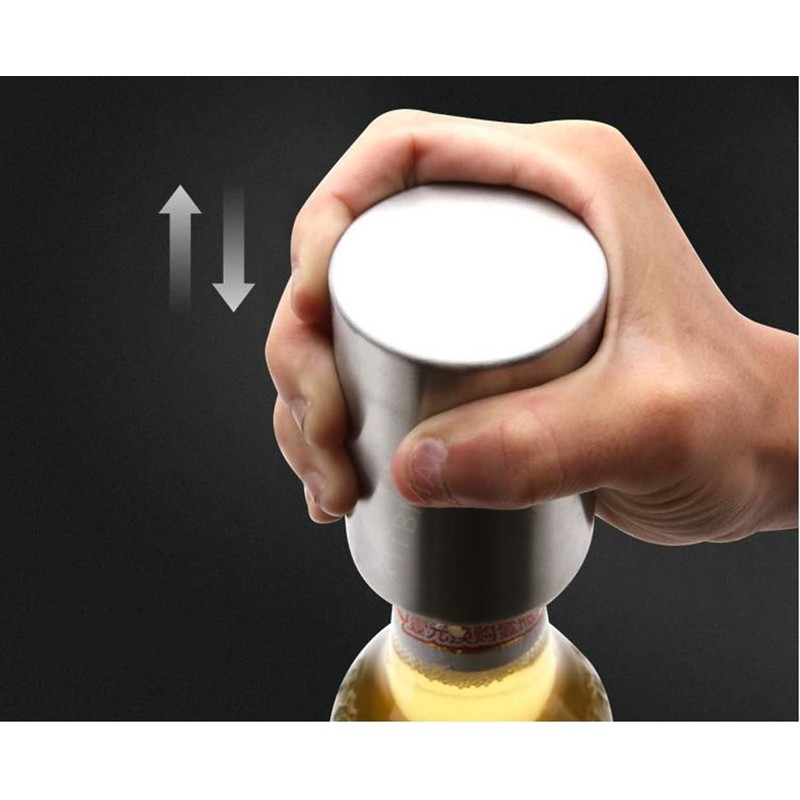 Beer Bottle Opener, Magnetic Automatic Stainless Steel Push Down Opener,