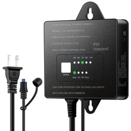 70W Outdoor Low Voltage Transformer with Timer and Photocell Sensor, Heebyoo Low Voltage Landscape Light Transformer 120V AC to 12V DC, Weatherproof, for Spotlight, Pathway Light, Garden Lighting