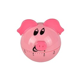 Jayron Mechanical Kitchen Timer Pink Pig Cartoon Cute Shape Hour Meter Countdown Alarm Clock,Suitable for Baking,Cooking and Learning