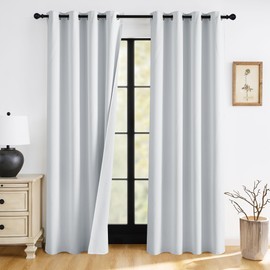RYB HOME White Blackout Curtains for Bedroom, 100% Blackout Thermal Insulated Noise Reducing Curtains for Living Room Nursery, 52 inches Wide by 84 inches Long, 2 Panels Set