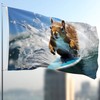 Surfing Squirrel Flag - Large Funny Flag - Double-Sided Print